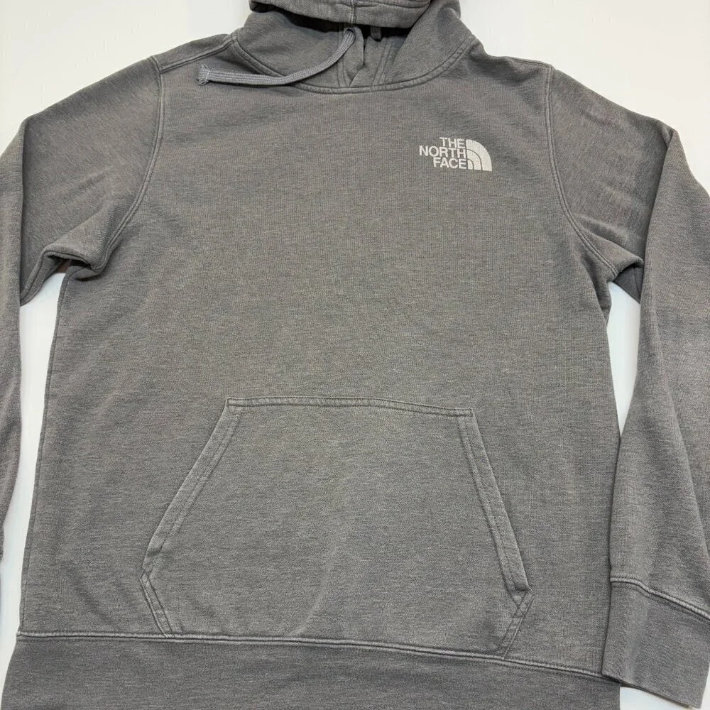 The North Face Box Logo Hoodie Distressed Faded Gray Men's M
